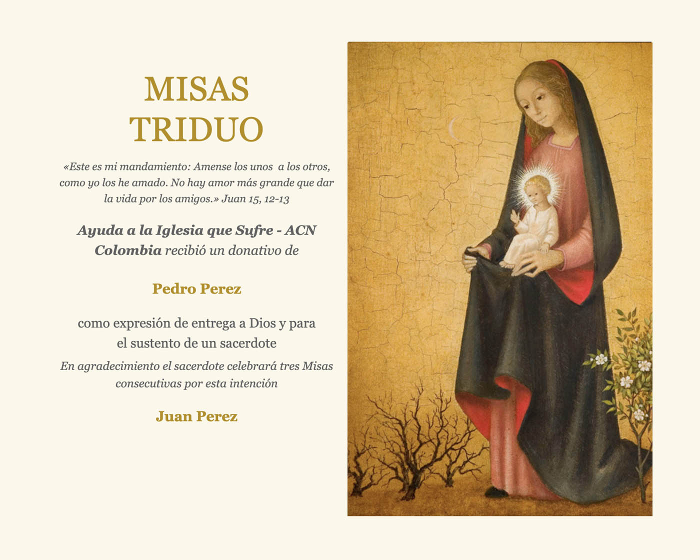 MisaTriduo Ofrece una Misa Triduo