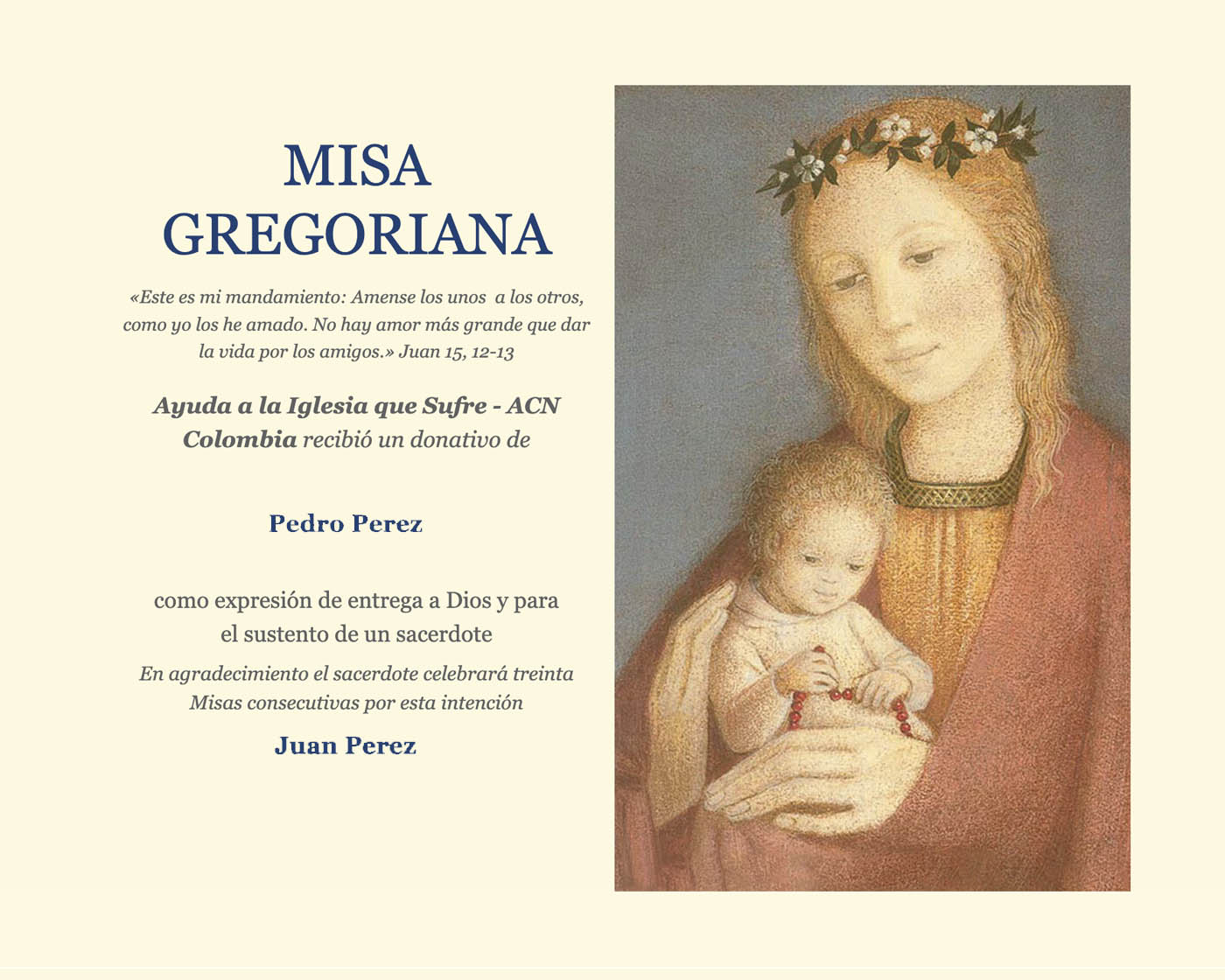 Ofrece una Misa Gregoriana